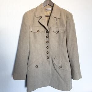 Vintage Karl Lagerfield KL Jacket Coat Blazer Wool German Womens 6 Tan Classic